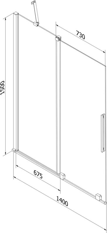 Mexen Velar parawan nawannowy 2-skrzydłowy rozsuwany 140 x 150 cm, transparent, czarny - 896-140-000-01-70