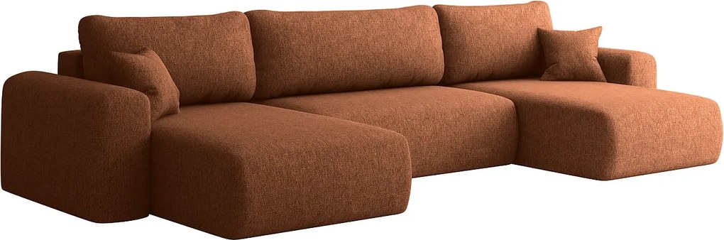 Sofa narożnik CAPRI U, z funkcją spania, do salonu, ceglany