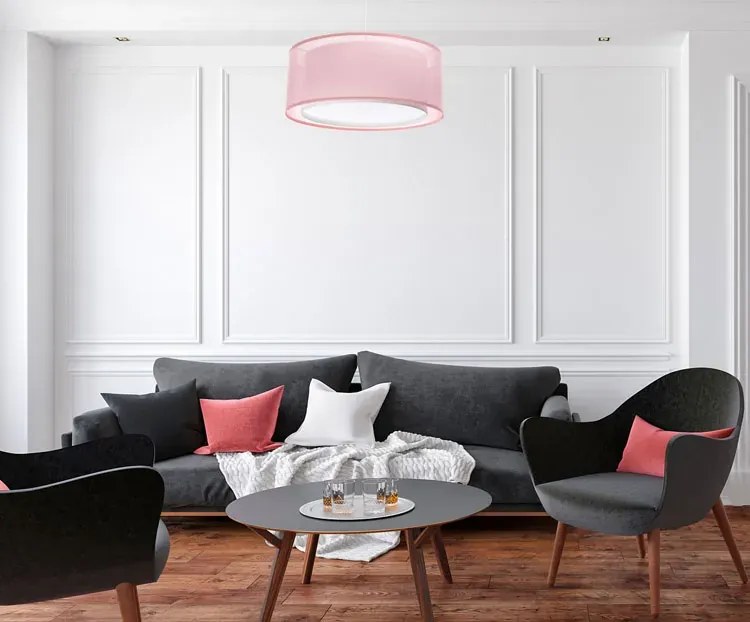 Różowa lampa wisząca z dwuczęściowym abażurem - S436 K4-H31