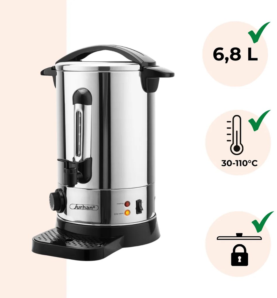 Jurhan Podgrzewacz do wina/herbaty COZY, 6,8l, srebrna