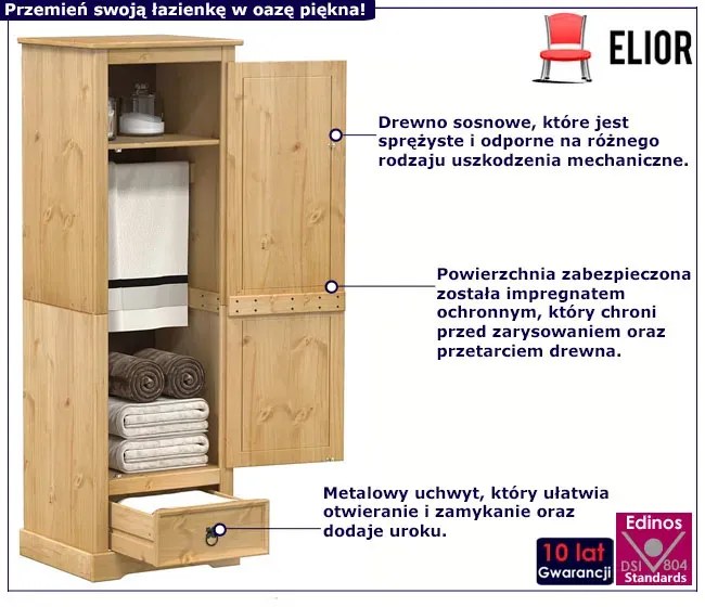 Wysoki zamykany słupek łazienkowy E5-B42