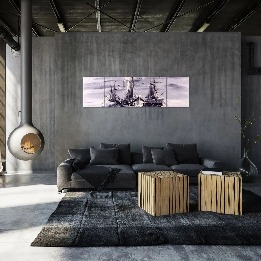 Obraz - Port, obraz olejny (170x50 cm)