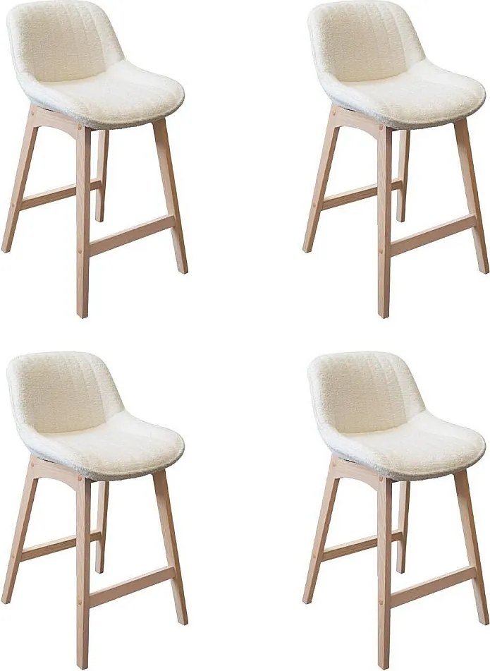 Komplet dębowych krzeseł wyspowych i barowych z siedziskiem z tkaniny frotte MILK o szerokości 65 cm