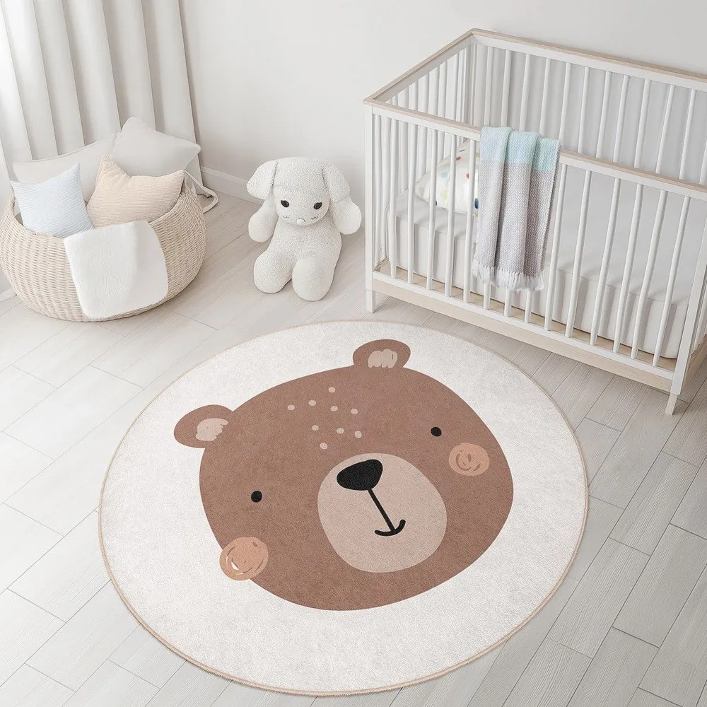 Brązowo-kremowy dywan dziecięcy odpowiedni do prania ø120 cm Teddy Bear – Mila Home