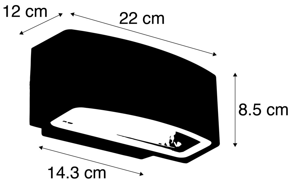 Zewnetrzna Nowoczesny Kinkiet / Lampa scienna zewnętrzny grafit 14,3 cm IP44 - Latina Nowoczesny Oswietlenie zewnetrzne