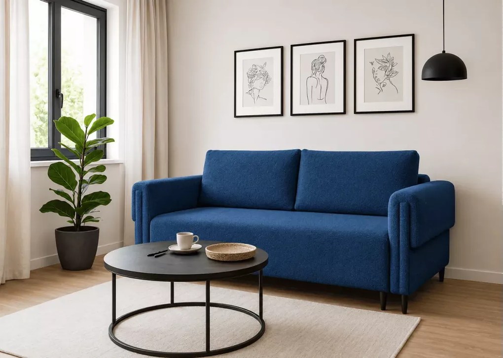 Kanapa Merli z funkcją spania i pojemnikiem na pościel – nowoczesna sofa 3-osobowa dostępna w 7 kolorach