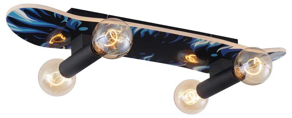 Lampa ścienna czarna z niebieskim 80 cm - Skateboard