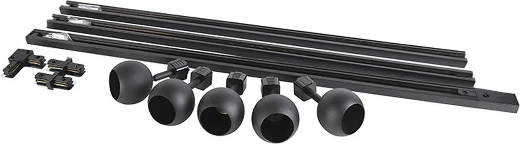 Nowoczesny system szynowy czarny 5-świateł 1-fazowy - Gissi