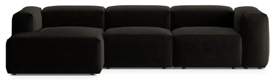 Czarny narożnik (lewostronny/z szezlongiem) Bergamo – Cosmopolitan Design