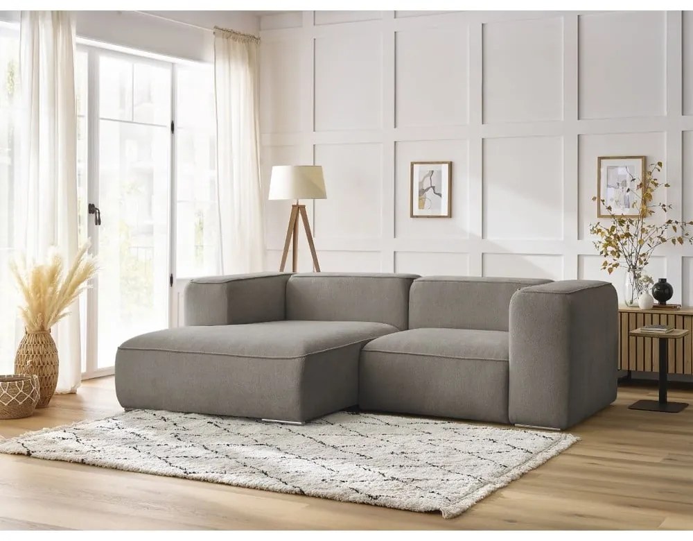 Szarobrązowy narożnik z materiału bouclé (lewostronny) Zephyr – Bobochic Paris