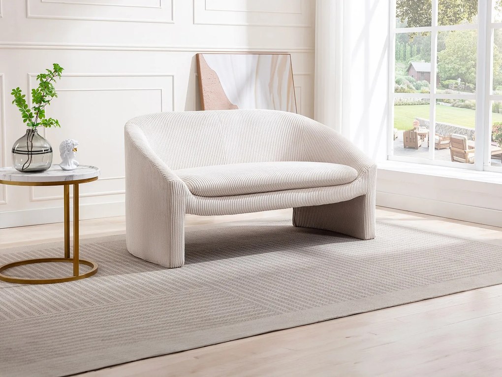 Kanapa 2-osobowa z kremowego sztruksu - OSSANA