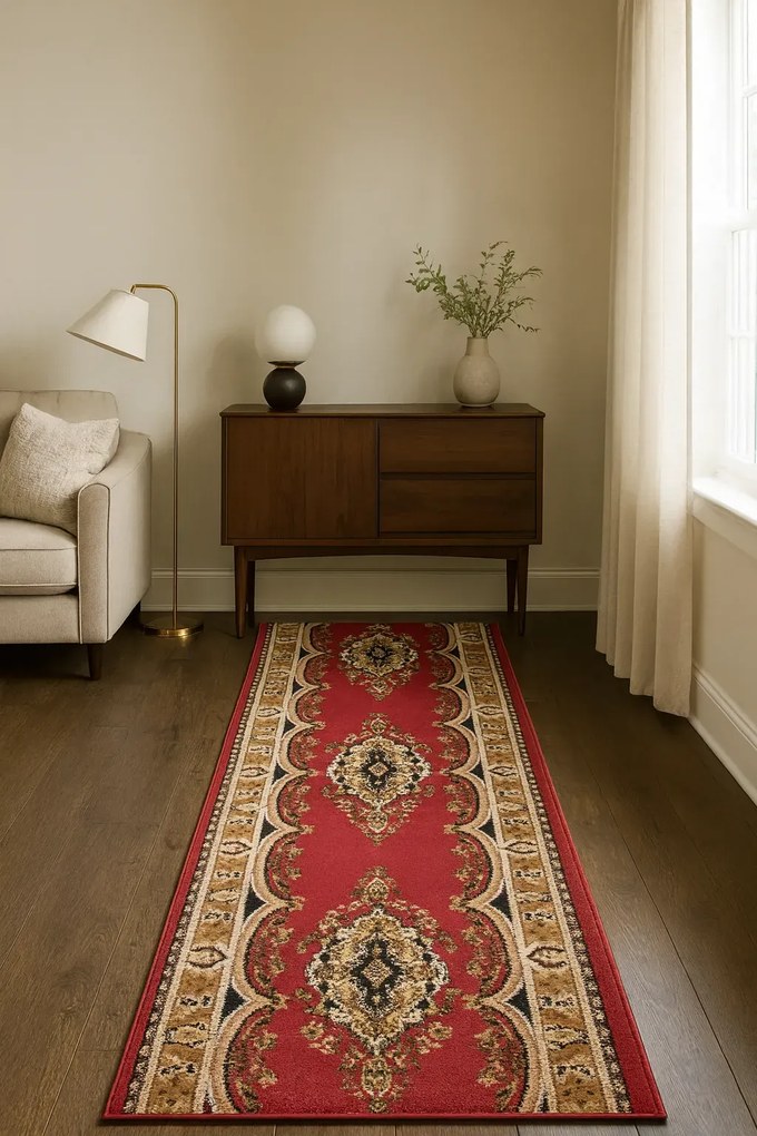 Czerwony Klasyczny Chodnik Dywanowy Na Metry W9-W58