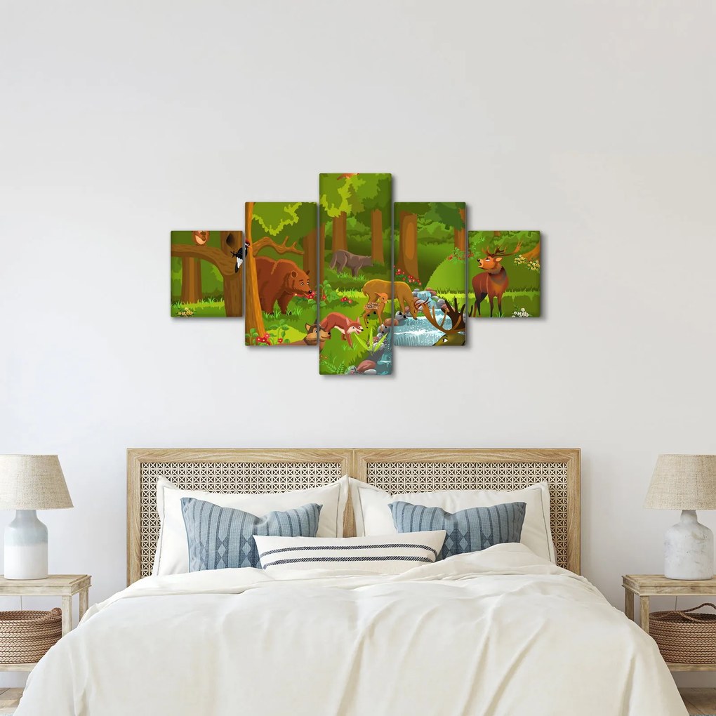 Dziecięcy obraz ze zwierzątkami (125x70 cm)