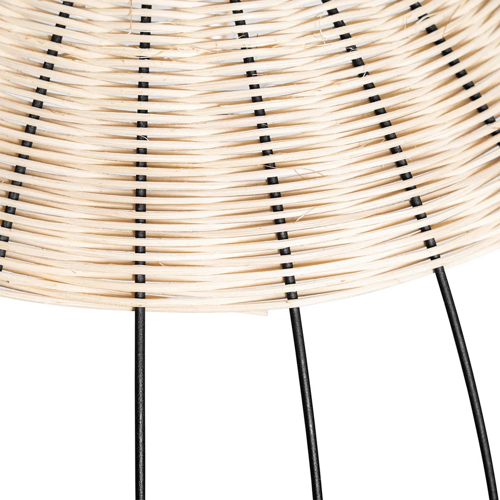 Orientalna lampa wisząca i sufitowa czarna z rattanu - Treccia PuaKolonialny Oswietlenie wewnetrzne