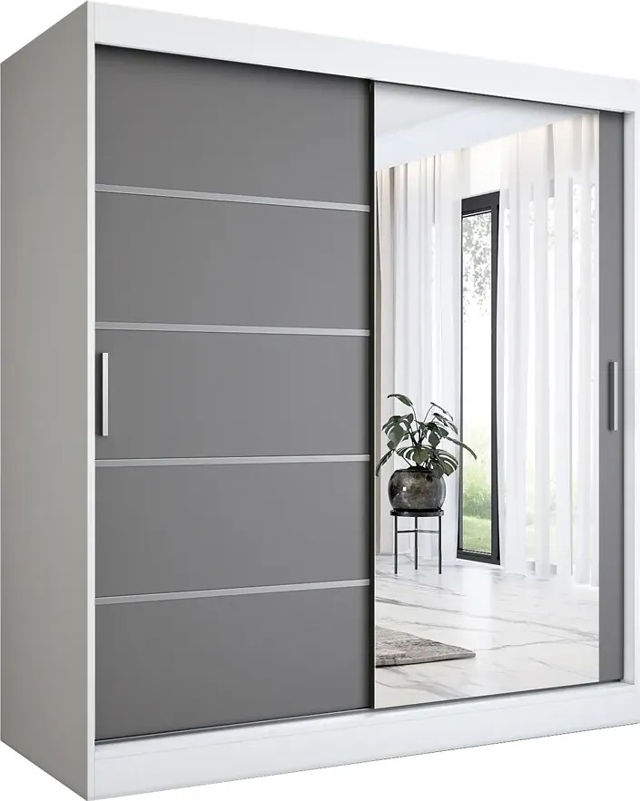Szafa przesuwna 180 cm biel + antracyt P4-H86