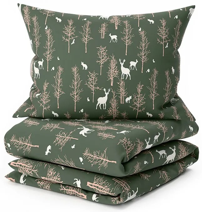PrzytulneMieszkanie.pl PrzytulneMieszkanie.pl Pościel z mikrofibry OAK DEER ciemnozielony Rozmiar pościeli: 70 x 90 cm | 140 x 220 cm