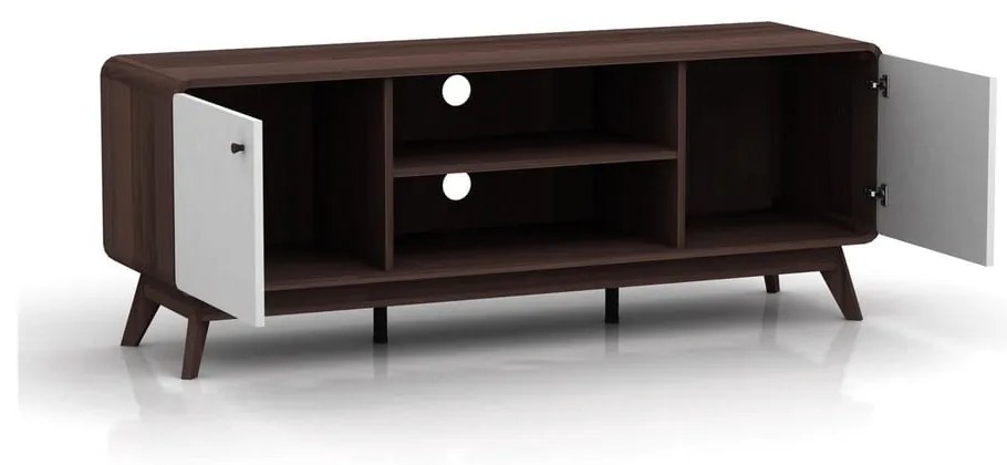 Biało-brązowa szafka pod TV w dekorze orzecha 140x53 cm Caitlin – Støraa