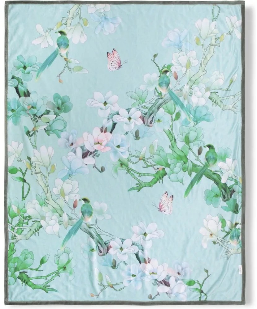 Zielony koc dwustronny Descanso Shi, 130x160 cm