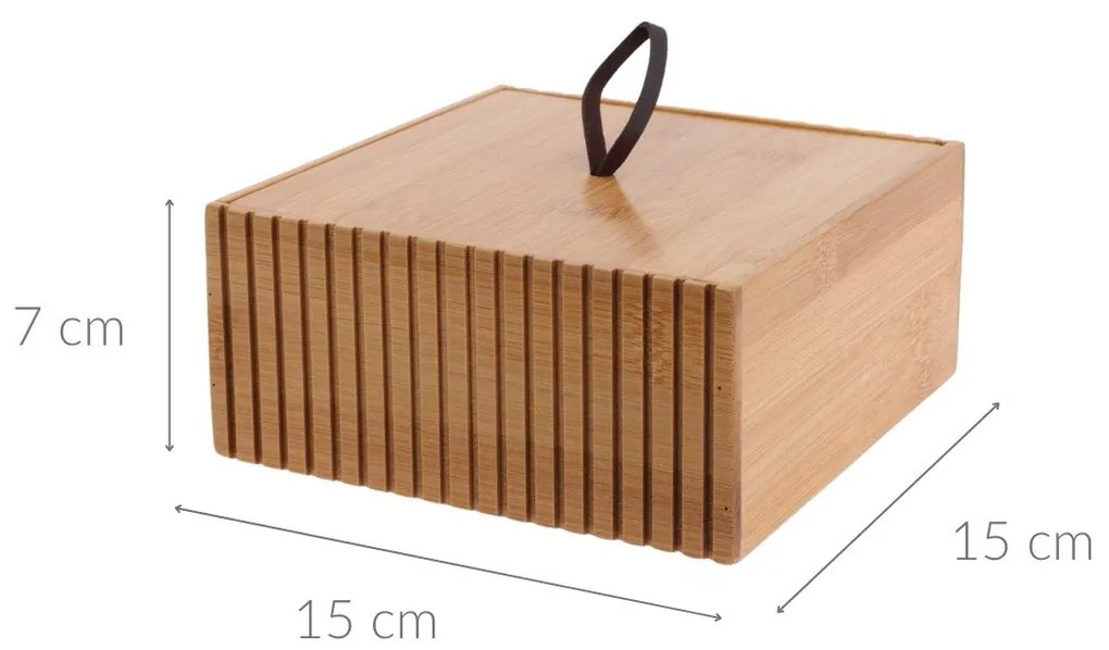 Bambusowy organizer do łazienki, 15 x 15 x 7 cm