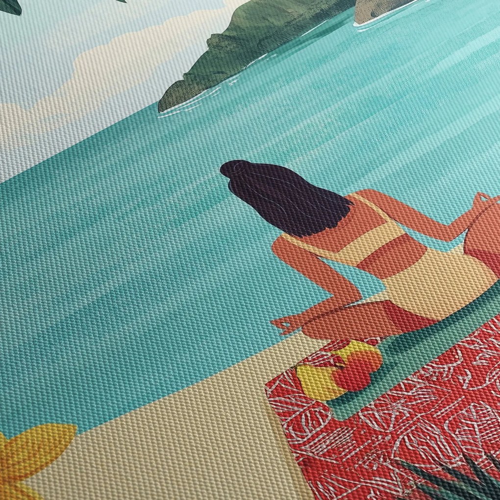 Obraz - Joginka na plaży (70x50 cm)
