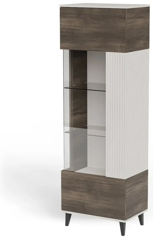 Witryna wysoka RANDOM 2 W-1 60cm orzech/kaszmirowa HALMAR