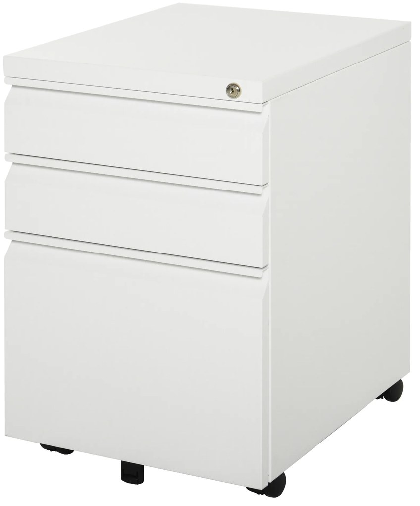 Vinsetto Szafka na dokumenty szafka biurowa kontener biurowy na kółkach z 3 szufladami stal biały