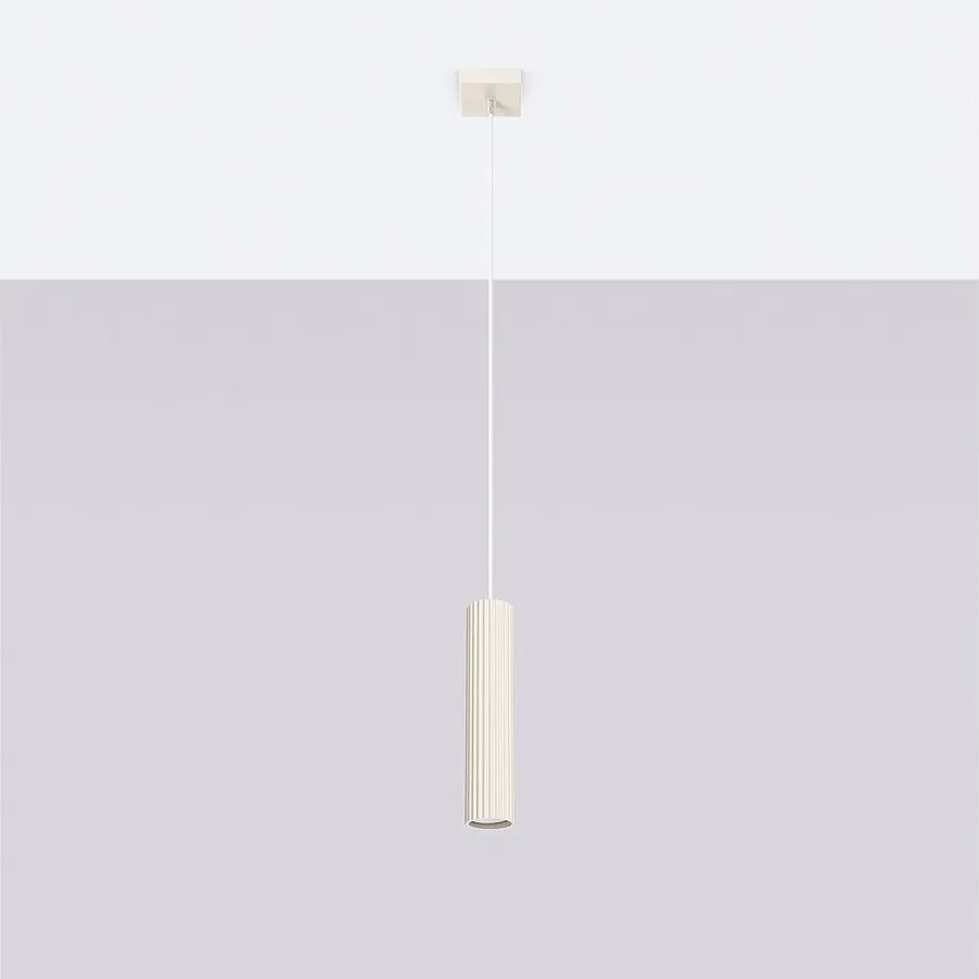 Lampa wisząca minimalistyczny Gloow, aluminium - 1 źródło światła 4000K - L.8 x H.118 cm - beżowy