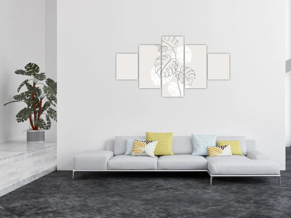 Obraz - Line art monstera N⁰3 (125x70 cm)