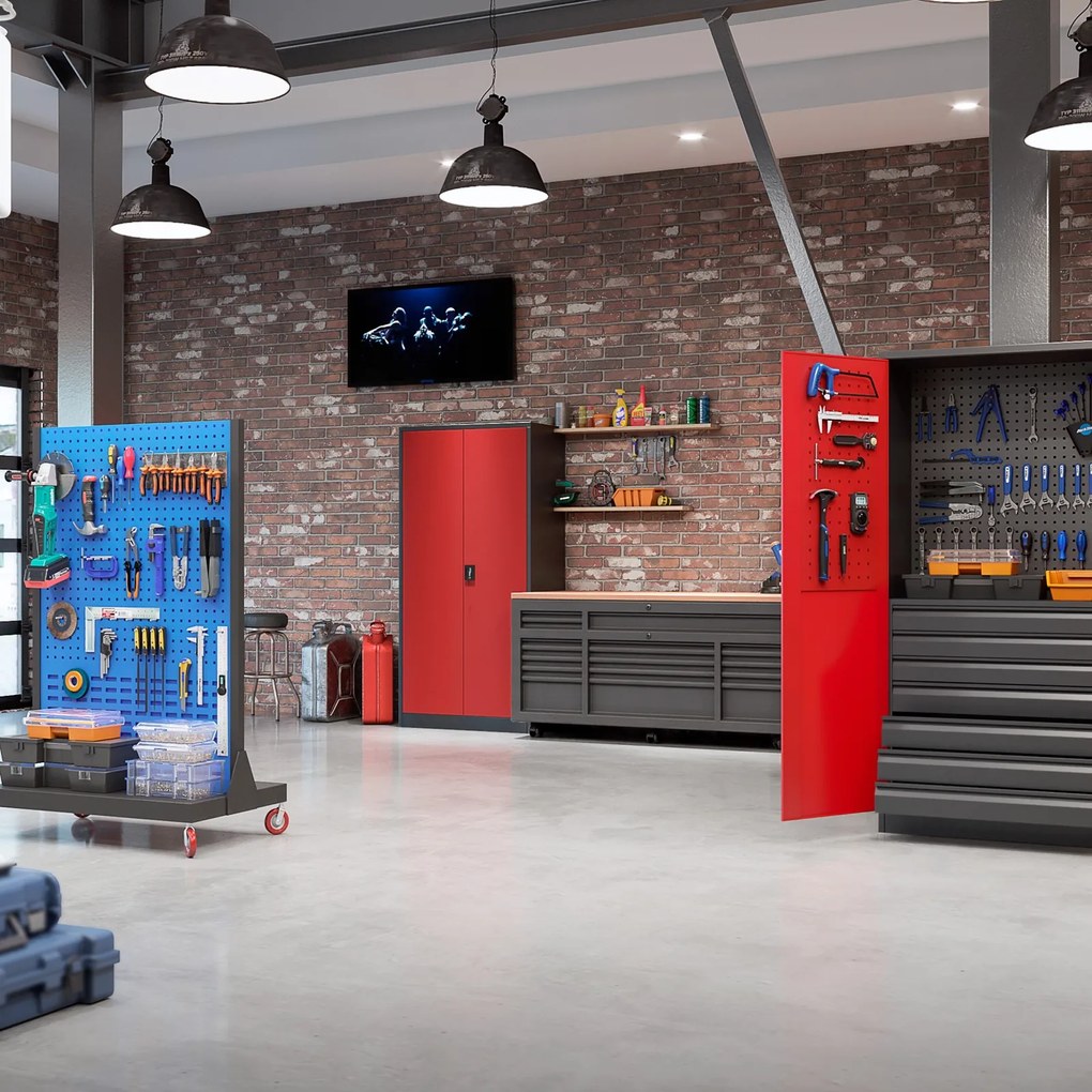 Szafa warsztatowa z szufladami Darek 92x50x185 cm antracyt/czerwony