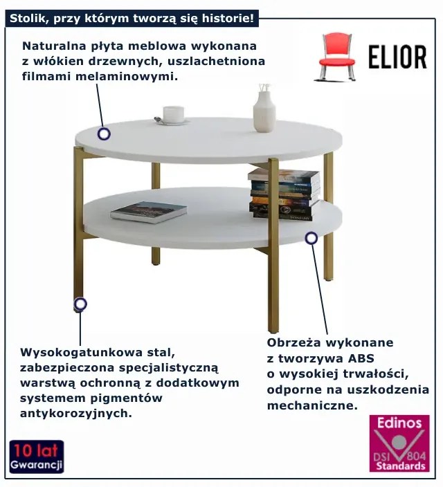 Biały okrągły stolik kawowy  P1-W76
