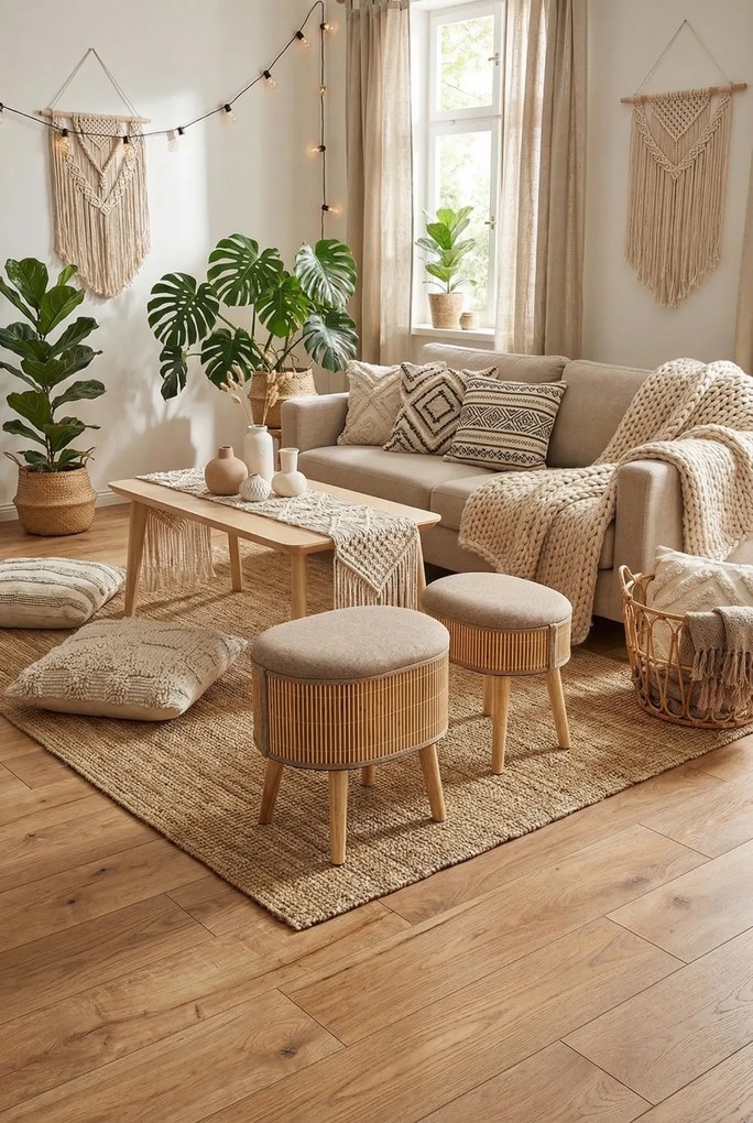 Zestaw puf na nóżkach ze schowkiem R1-R64