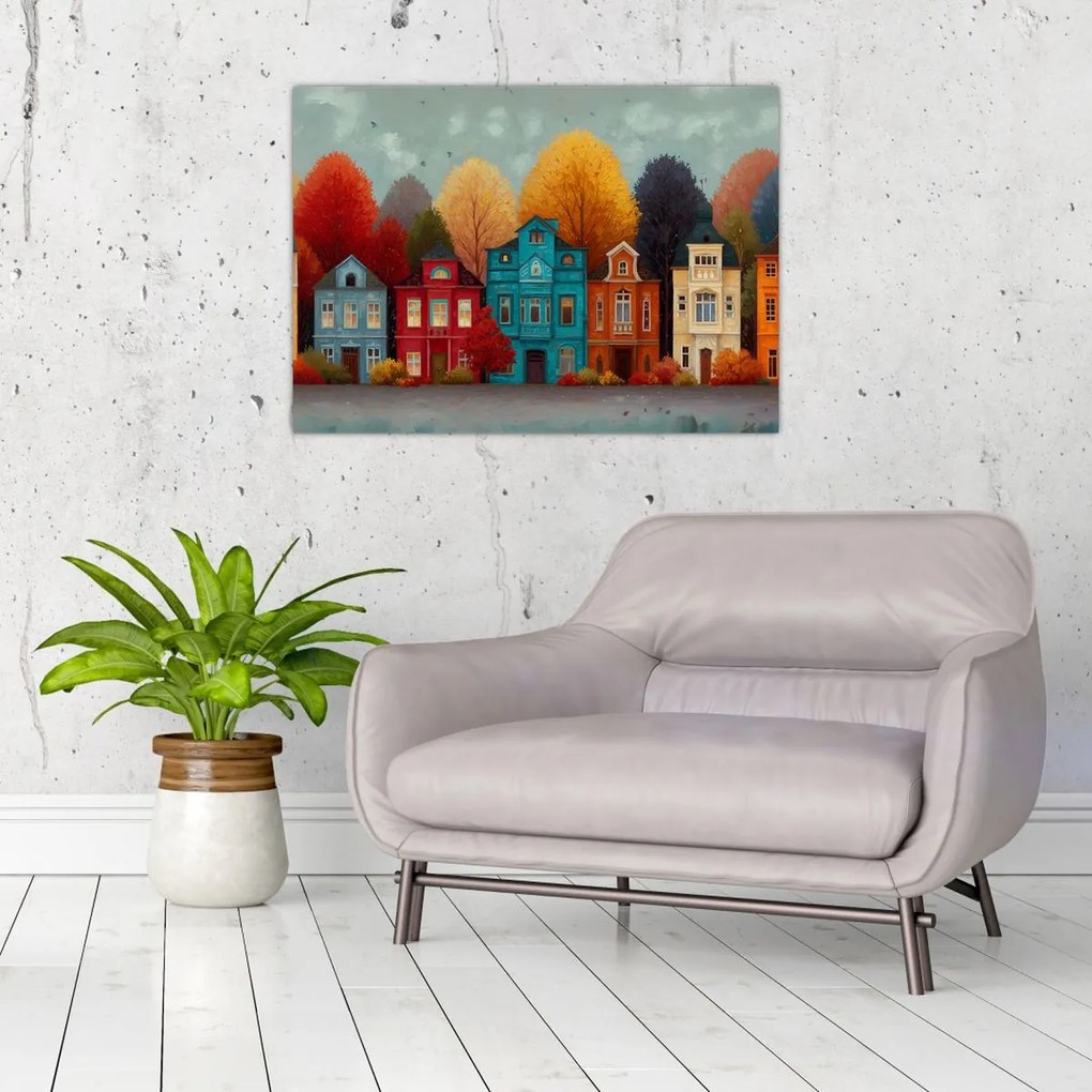 Obraz - Malowane jesienne miasto (70x50 cm)