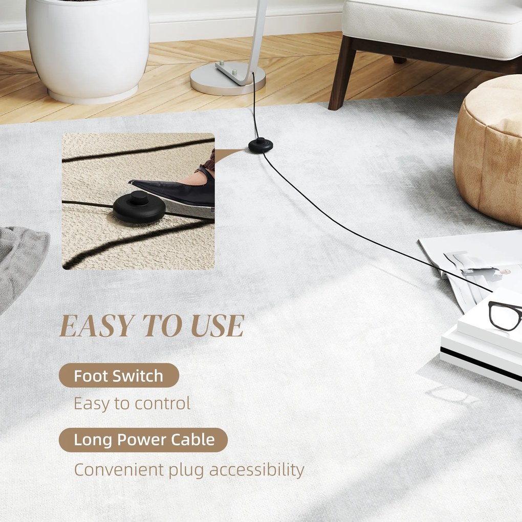 HOMCOM Lampa stojąca LED do przedpokoju z regulowaną jasnością, Nowoczesna lampa na podłogę z przełącznikiem nożnym do sypialni, salonu, Srebrna