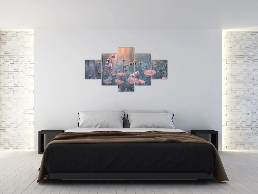 Obraz - Kwiaty w pastelowych kolorach (125x70 cm)
