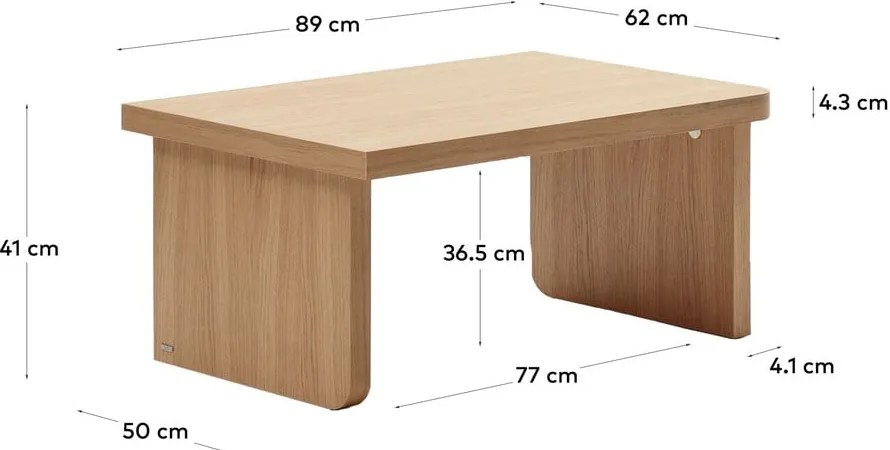 Stolik w dekorze dębu w naturalnym kolorze 89x62 cm Oaq – Kave Home