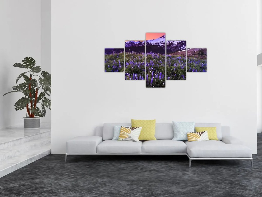 Obraz - Wulkan i kwiaty (125x70 cm)