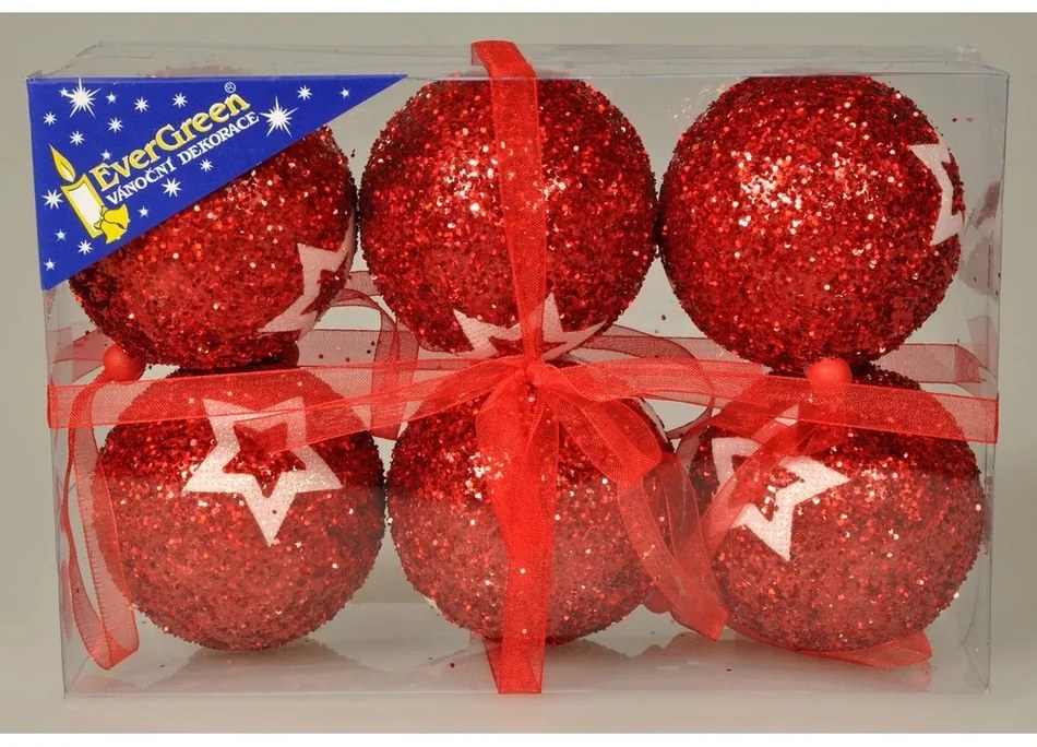 Bombki Stars czerwony, śr. 7 cm