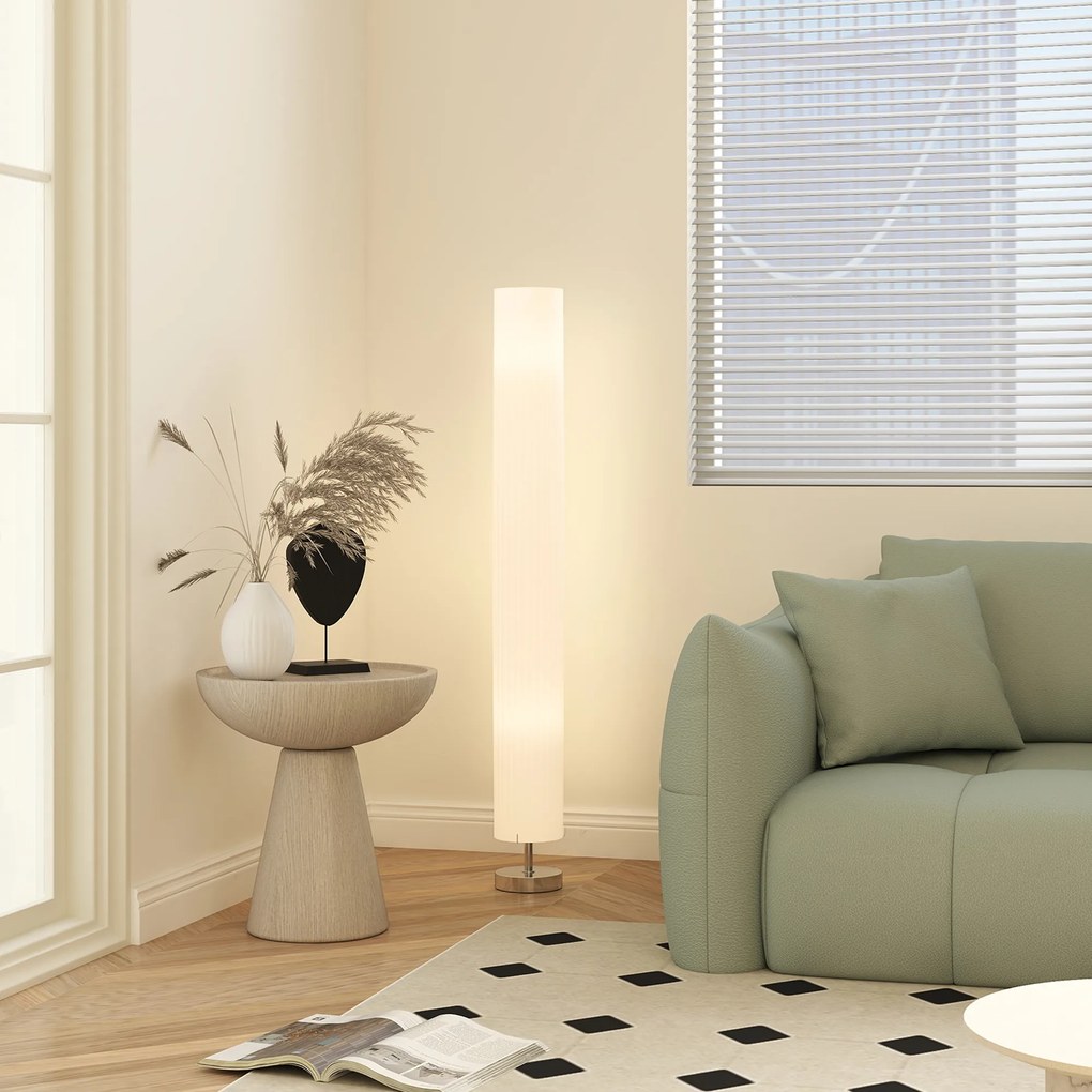 HOMCOM Lampa stojąca do salonu z abażurem z poliestru, 2 x E27 oprawka do sypialni 14 x 14 x 120 cm | Aosom PL