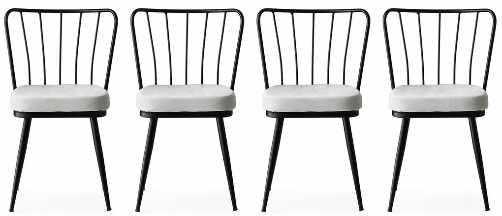 Zestaw krzeseł do jadalni Yildiz White and Black, 4 szt., 4 szt.