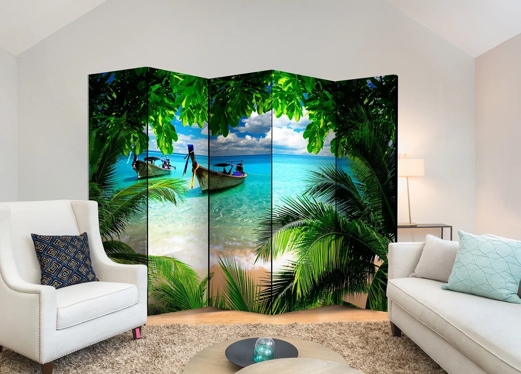 Parawan akustyczny Pejzaże 225x172 cm 5-częściowy zielony ARTGEIST B