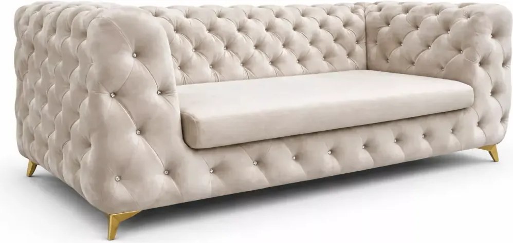 Sofa Moet – elegancka sofa tapicerowana w stylu glamour, pikowana, welurowa