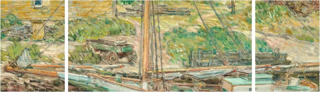 Obraz - Childe Hassam, Oyster Sloop, Cos Cob, reprodukcje (170x50 cm)