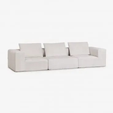 Sofa Modułowy 3-częściowy Z Tkaniny Chenille, Pakowany Próżniowo Norridge Szenila Kremowy Beż - Sklum