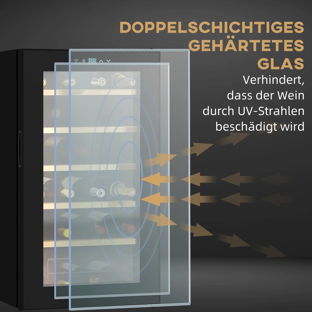 HOMCOM Chłodziarka na wino Czarna Lodówka na 43x45x75cm do eleganckiego przechowywania wina | Aosom PL
