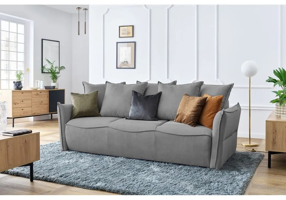 Jasnoszara rozkładana sofa 226 cm Leon – Bobochic Paris
