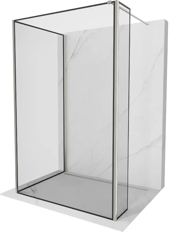 Mexen Kioto ścianka prysznicowa Walk-in 120 x 110 x 40 cm, czarny wzór, nikiel szczotkowany - 800-120-110-221-97-70-040
