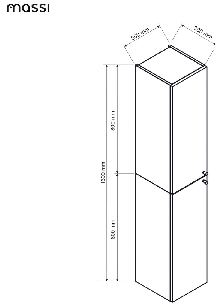 Szafka łazienkowa słupek wiszący biały ryflowany front 30 x 30 x 160 cm UMBRIA White