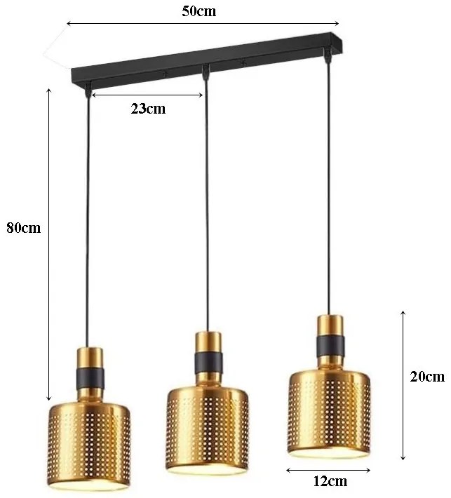 Lampa sufitowa loftowa metalowa wisząca AT37-3SZ-Gold