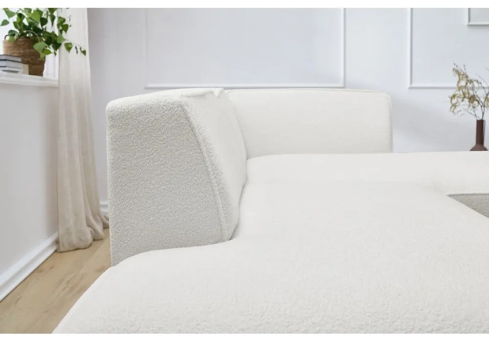 Biały narożnik modułowy z materiału bouclé (prawostronny/w kształcie litery L) Megeve – Bobochic Paris