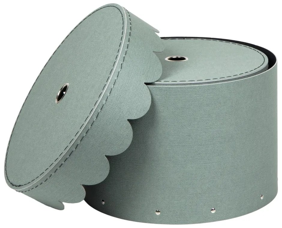 Zielononiebieskie kartonowe pojemniki zestaw 2 szt. z pokrywką ø 26x17,5 cm Wilma Canvas Paper Laminate – Bigso